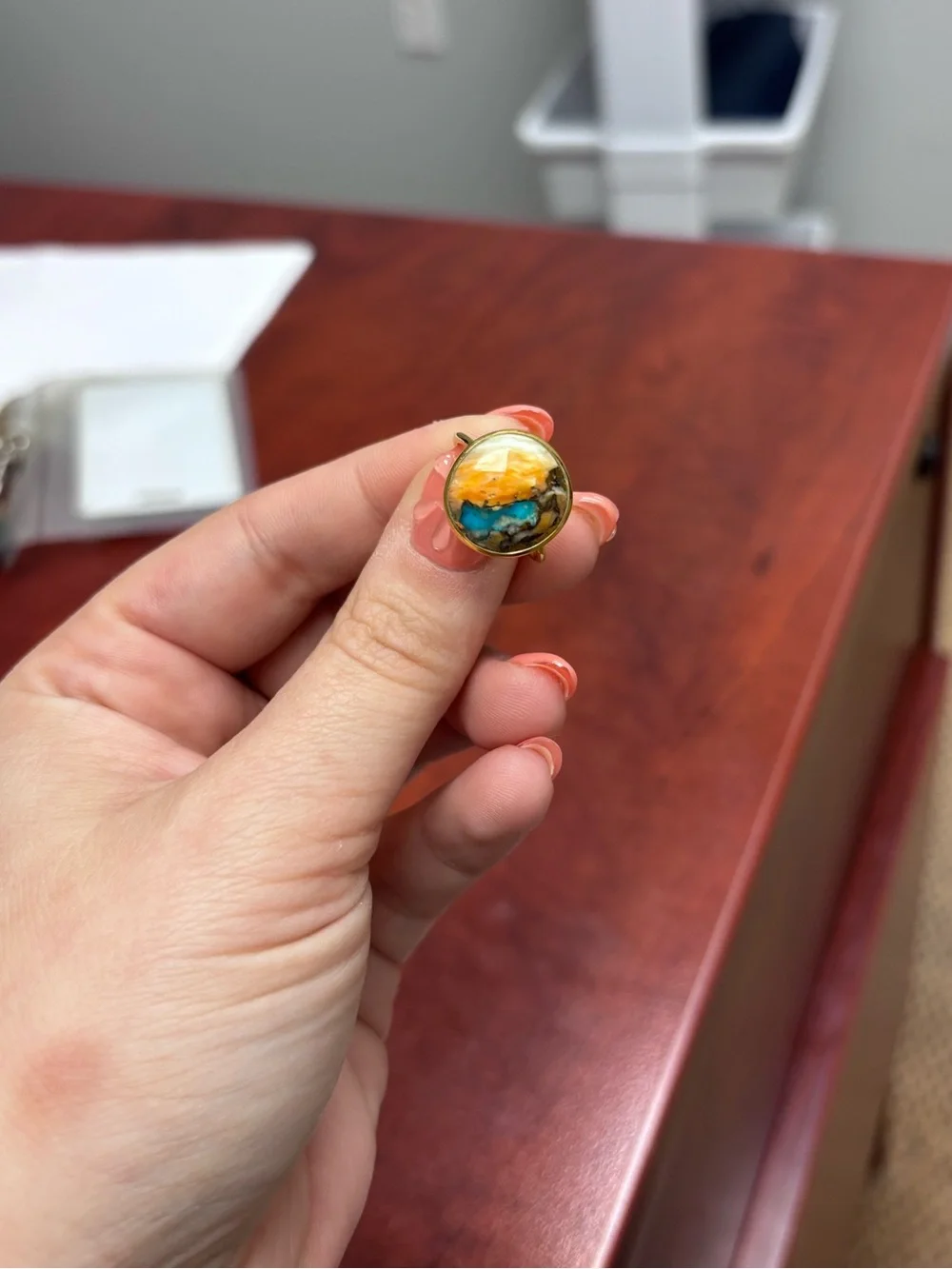 Local Eclectic “Statement Oyster Turquoise Ring” - 7